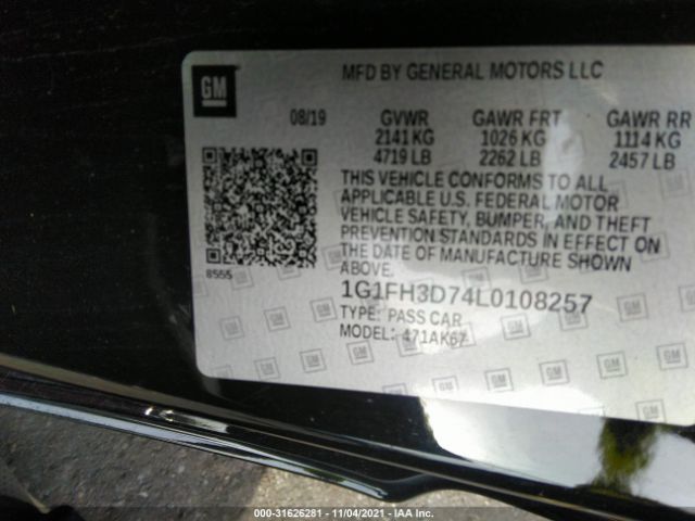 Photo 8 VIN: 1G1FH3D74L0108257 - CHEVROLET CAMARO 