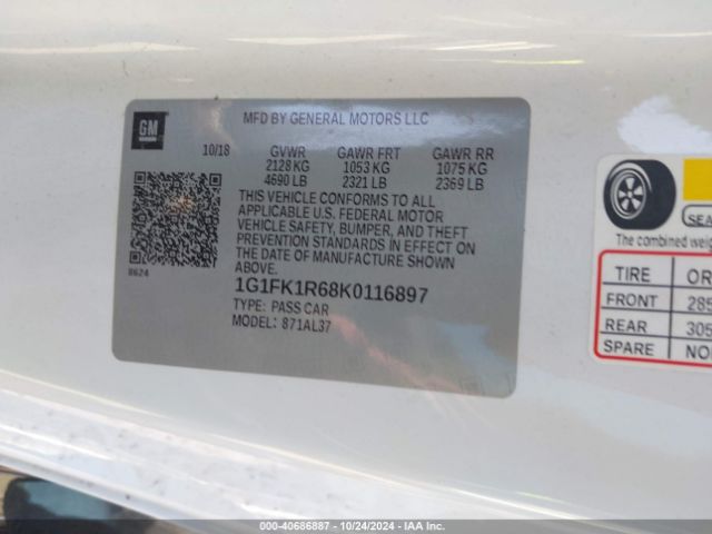 Photo 8 VIN: 1G1FK1R68K0116897 - CHEVROLET CAMARO 