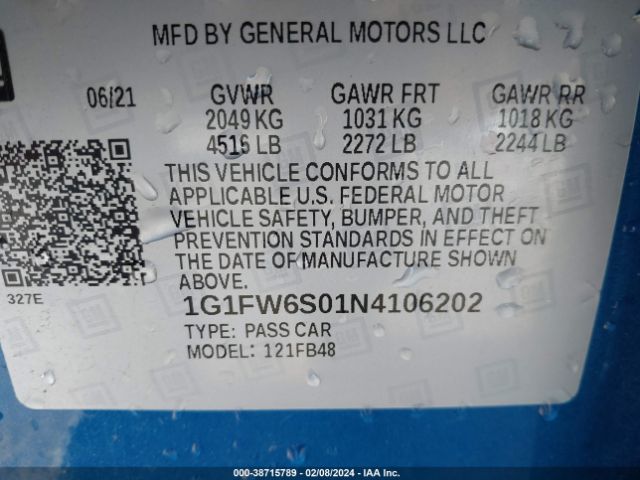 Photo 8 VIN: 1G1FW6S01N4106202 - CHEVROLET BOLT EV 