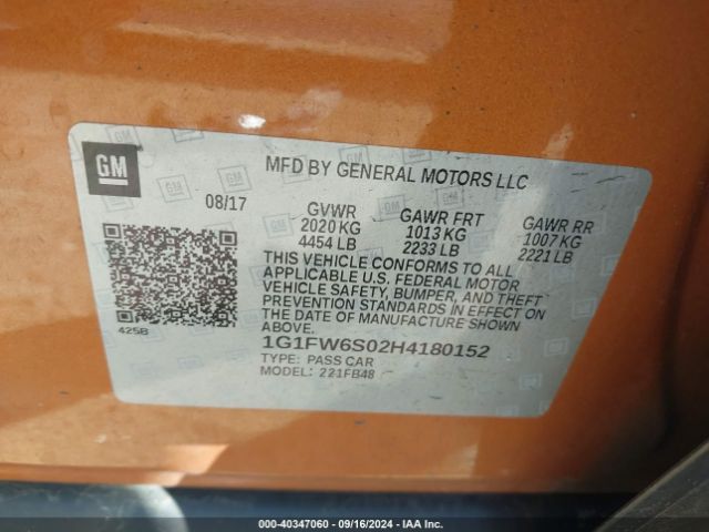 Photo 8 VIN: 1G1FW6S02H4180152 - CHEVROLET BOLT EV 