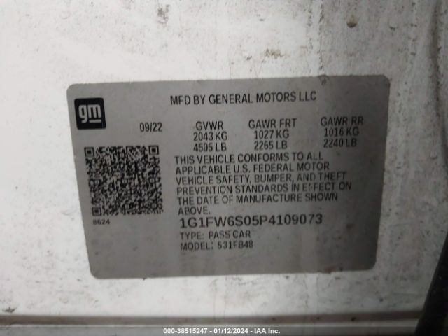 Photo 8 VIN: 1G1FW6S05P4109073 - CHEVROLET BOLT EV 