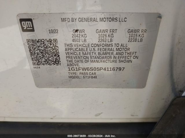 Photo 8 VIN: 1G1FW6S05P4116797 - CHEVROLET BOLT EV 