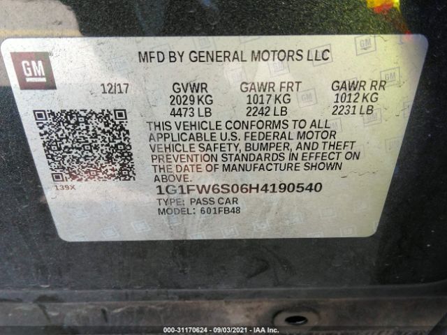 Photo 8 VIN: 1G1FW6S06H4190540 - CHEVROLET BOLT EV 