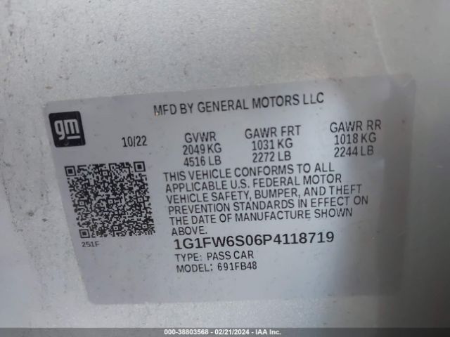 Photo 8 VIN: 1G1FW6S06P4118719 - CHEVROLET BOLT EV 