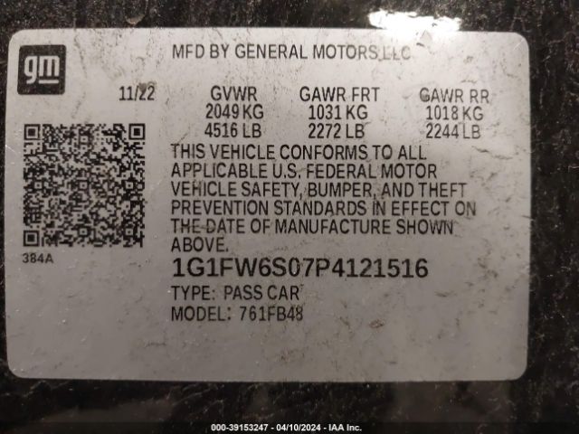 Photo 8 VIN: 1G1FW6S07P4121516 - CHEVROLET BOLT EV 