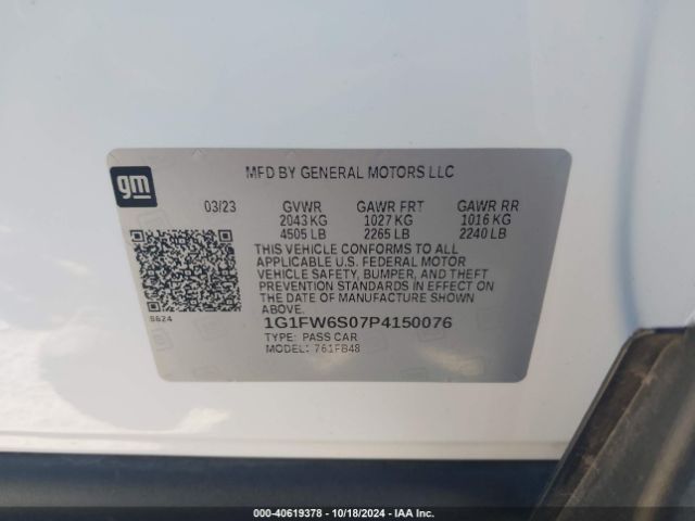 Photo 8 VIN: 1G1FW6S07P4150076 - CHEVROLET BOLT EV 