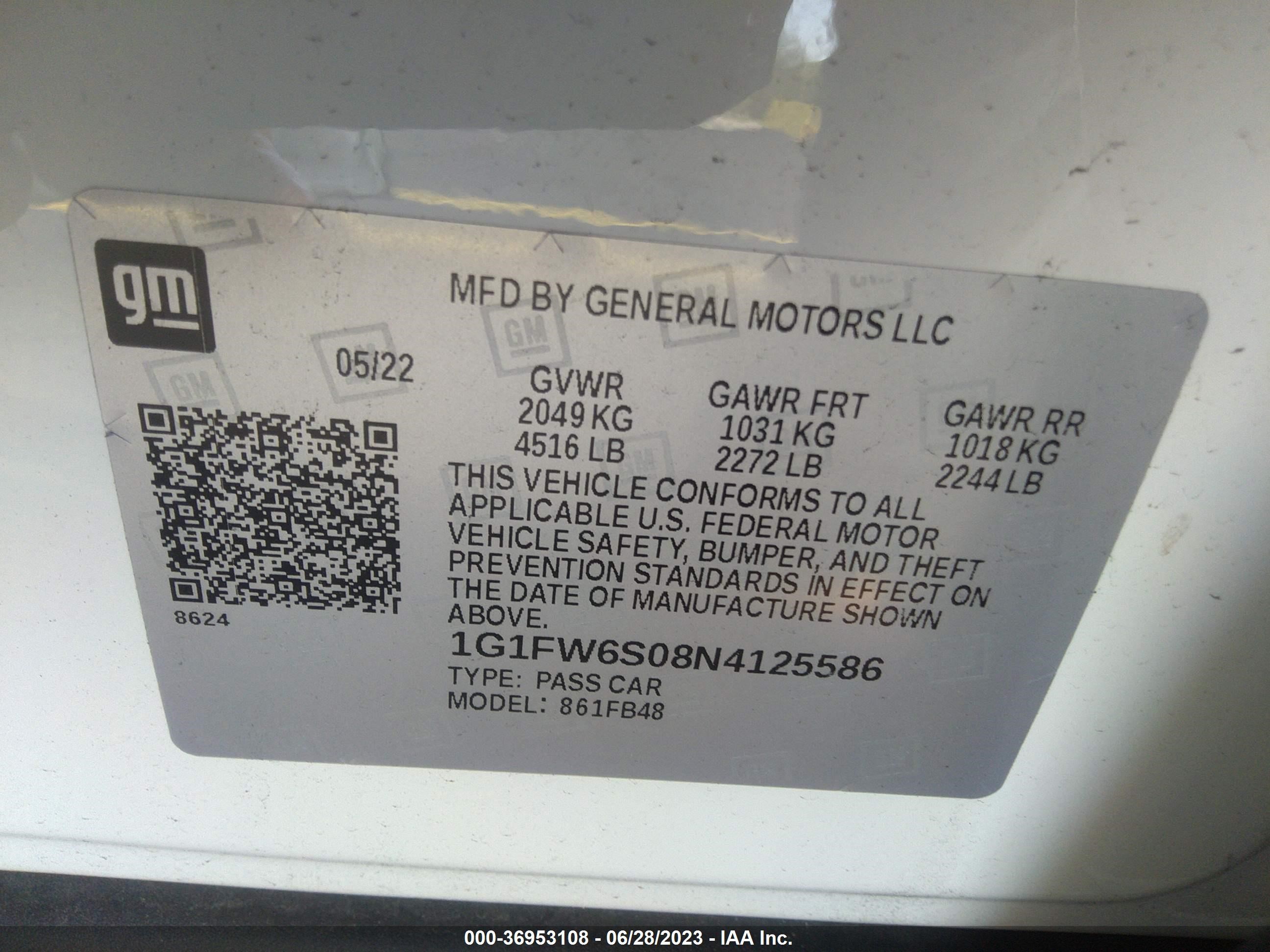 Photo 8 VIN: 1G1FW6S08N4125586 - CHEVROLET BOLT EV 