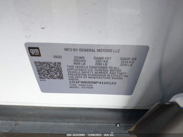 Photo 8 VIN: 1G1FW6S08P4110122 - CHEVROLET BOLT EV 