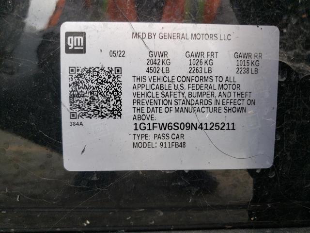 Photo 9 VIN: 1G1FW6S09N4125211 - CHEVROLET BOLT EV 1L 