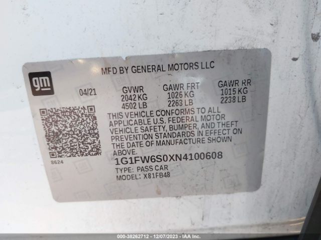 Photo 8 VIN: 1G1FW6S0XN4100608 - CHEVROLET BOLT EV 