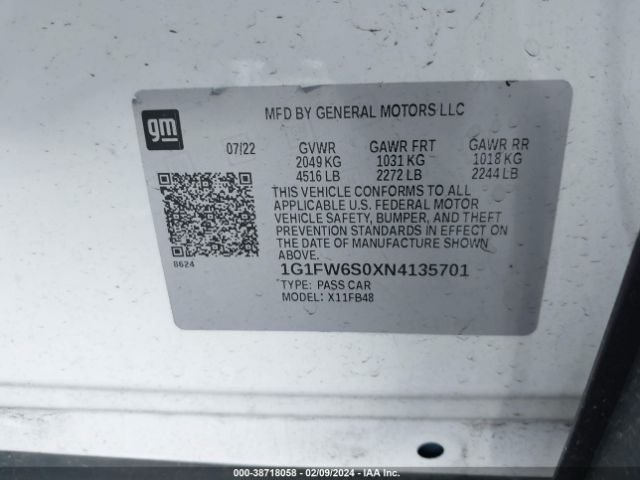 Photo 8 VIN: 1G1FW6S0XN4135701 - CHEVROLET BOLT EV 