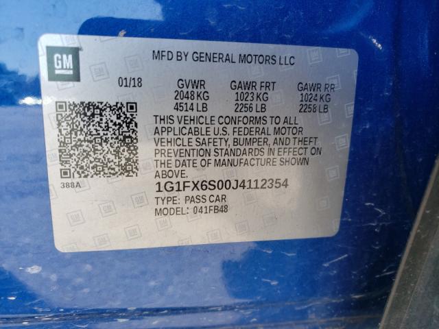 Photo 9 VIN: 1G1FX6S00J4112354 - CHEVROLET BOLT EV 