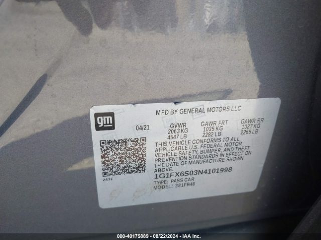 Photo 8 VIN: 1G1FX6S03N4101998 - CHEVROLET BOLT EV 