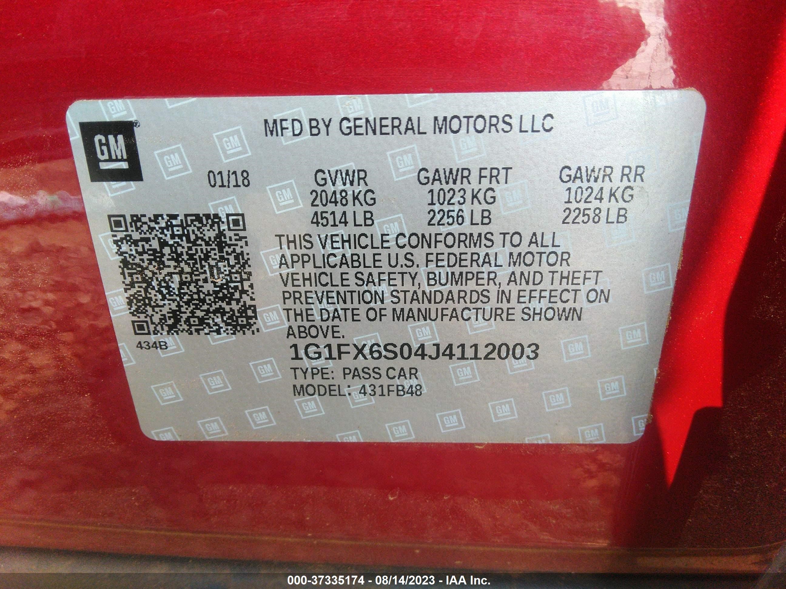 Photo 8 VIN: 1G1FX6S04J4112003 - CHEVROLET BOLT EUV 