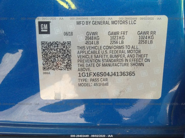 Photo 8 VIN: 1G1FX6S04J4136365 - CHEVROLET BOLT-EV 