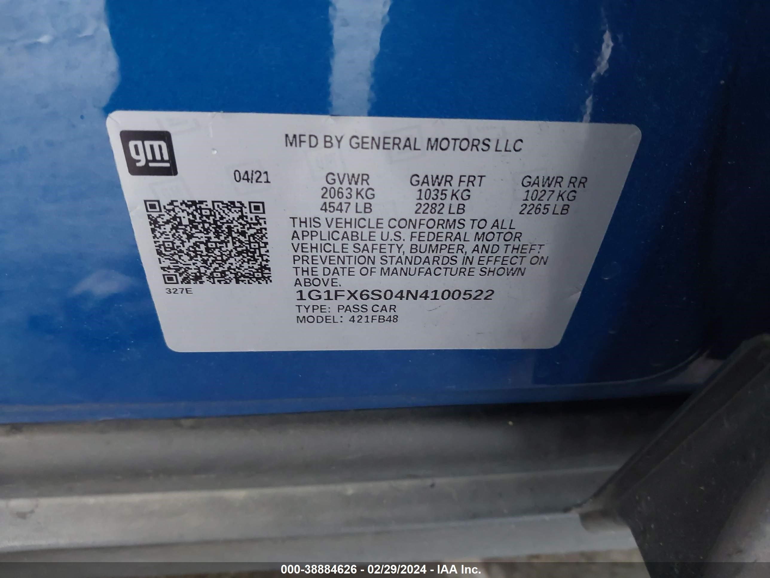 Photo 8 VIN: 1G1FX6S04N4100522 - CHEVROLET BOLT EUV 