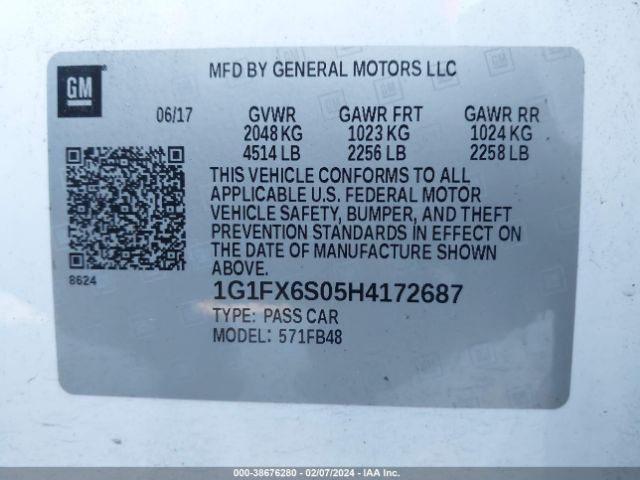 Photo 8 VIN: 1G1FX6S05H4172687 - CHEVROLET BOLT EV 