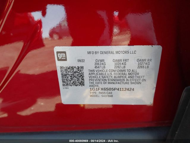 Photo 8 VIN: 1G1FX6S05P4112424 - CHEVROLET BOLT EV 