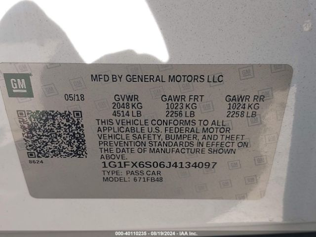 Photo 8 VIN: 1G1FX6S06J4134097 - CHEVROLET BOLT EV 