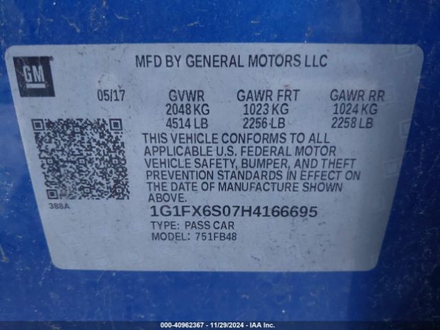 Photo 8 VIN: 1G1FX6S07H4166695 - CHEVROLET BOLT EV 