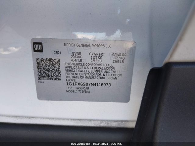 Photo 8 VIN: 1G1FX6S07N4116973 - CHEVROLET BOLT EV 