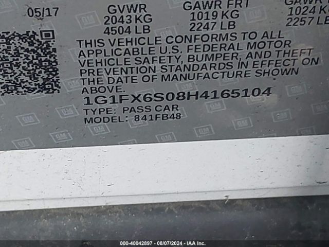 Photo 8 VIN: 1G1FX6S08H4165104 - CHEVROLET BOLT EV 