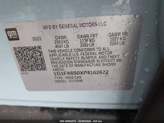 Photo 8 VIN: 1G1FX6S0XP4162672 - CHEVROLET BOLT EV 