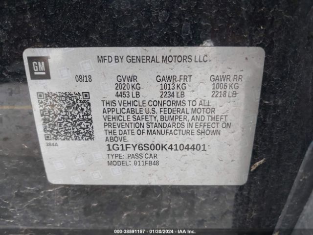 Photo 8 VIN: 1G1FY6S00K4104401 - CHEVROLET BOLT EV 