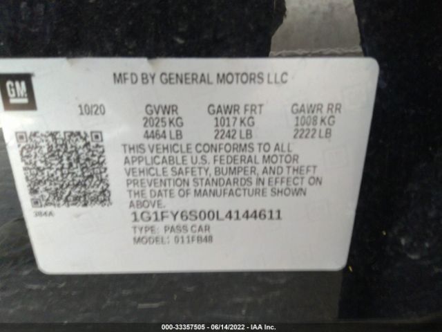 Photo 8 VIN: 1G1FY6S00L4144611 - CHEVROLET BOLT EV 