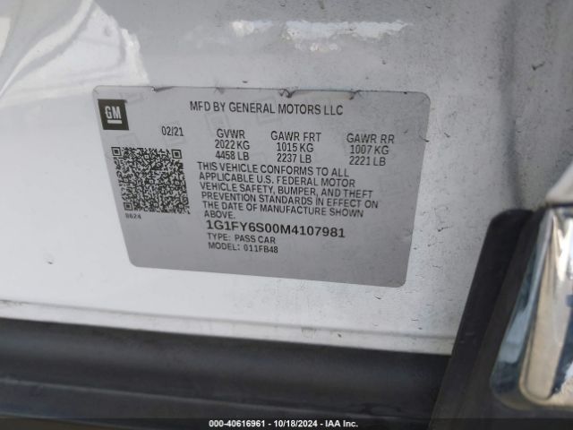 Photo 8 VIN: 1G1FY6S00M4107981 - CHEVROLET BOLT EV 