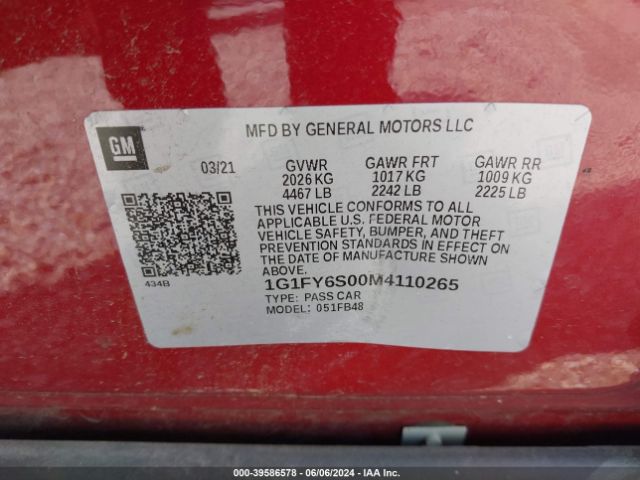 Photo 8 VIN: 1G1FY6S00M4110265 - CHEVROLET BOLT EV 