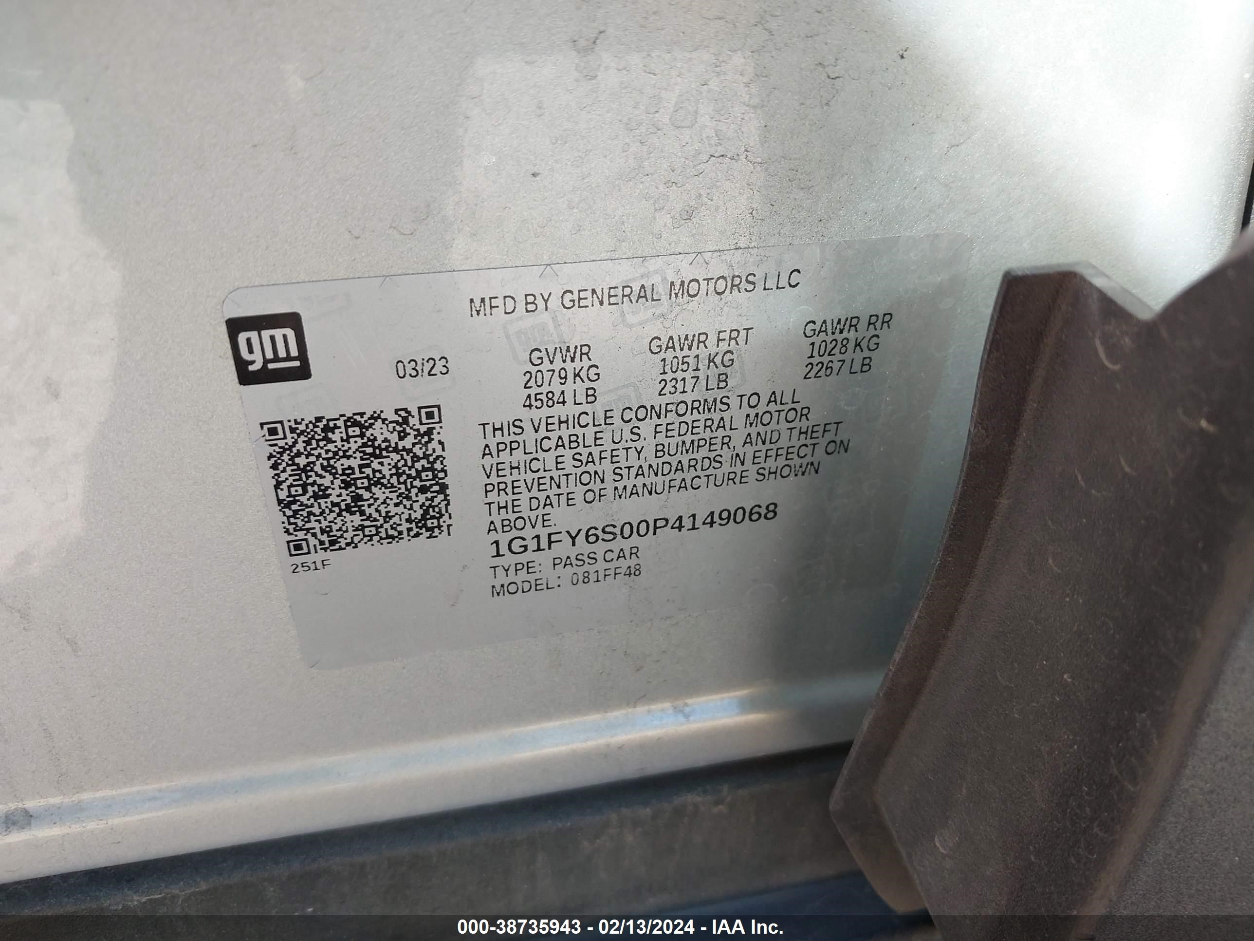 Photo 8 VIN: 1G1FY6S00P4149068 - CHEVROLET BOLT EUV 