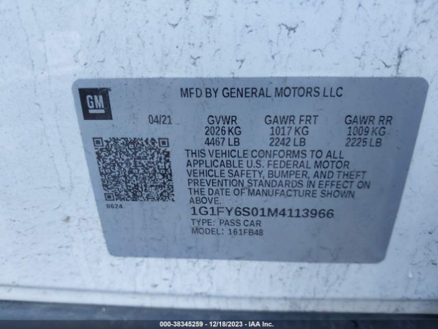 Photo 8 VIN: 1G1FY6S01M4113966 - CHEVROLET BOLT EV 