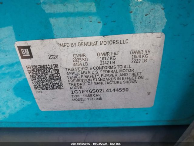 Photo 8 VIN: 1G1FY6S02L4144559 - CHEVROLET BOLT EV 