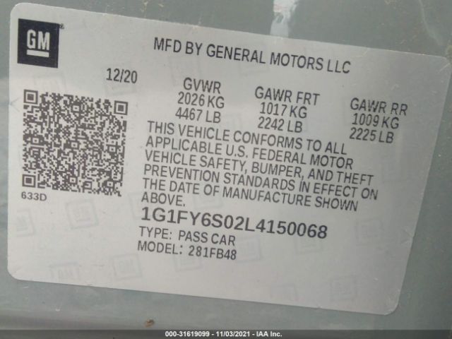 Photo 8 VIN: 1G1FY6S02L4150068 - CHEVROLET BOLT EV 