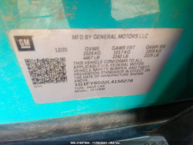 Photo 8 VIN: 1G1FY6S02L4150278 - CHEVROLET BOLT EV 