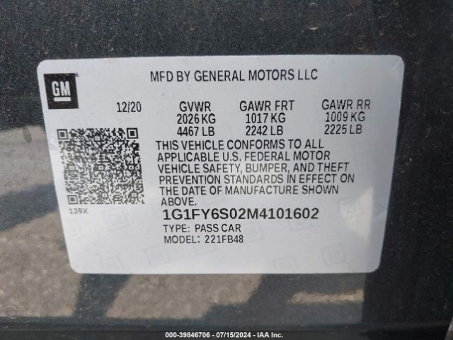 Photo 8 VIN: 1G1FY6S02M4101602 - CHEVROLET BOLT EV 