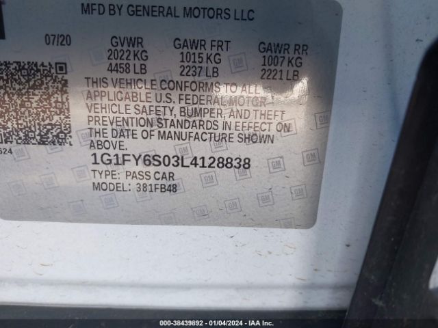 Photo 8 VIN: 1G1FY6S03L4128838 - CHEVROLET BOLT EV 