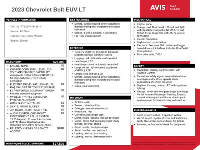 Photo 11 VIN: 1G1FY6S04P4148814 - CHEVROLET BOLT EUV L 