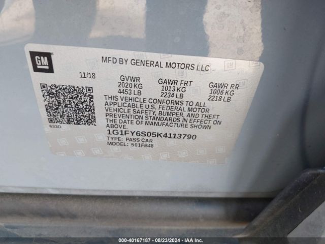 Photo 8 VIN: 1G1FY6S05K4113790 - CHEVROLET BOLT EV 