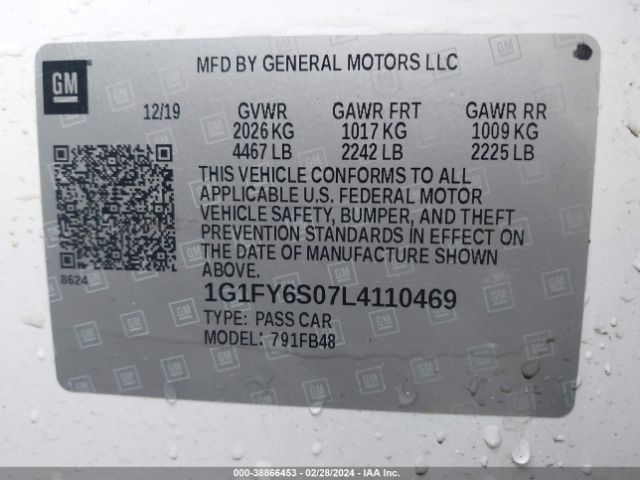 Photo 8 VIN: 1G1FY6S07L4110469 - CHEVROLET BOLT EV 