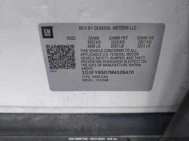 Photo 8 VIN: 1G1FY6S07M4109470 - CHEVROLET BOLT EV 