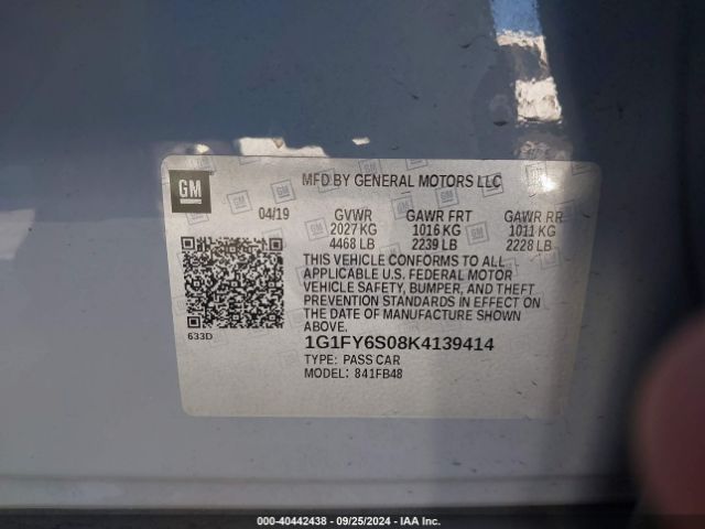 Photo 8 VIN: 1G1FY6S08K4139414 - CHEVROLET BOLT EV 