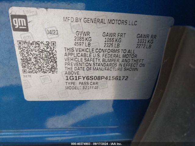 Photo 8 VIN: 1G1FY6S08P4156172 - CHEVROLET BOLT EUV 