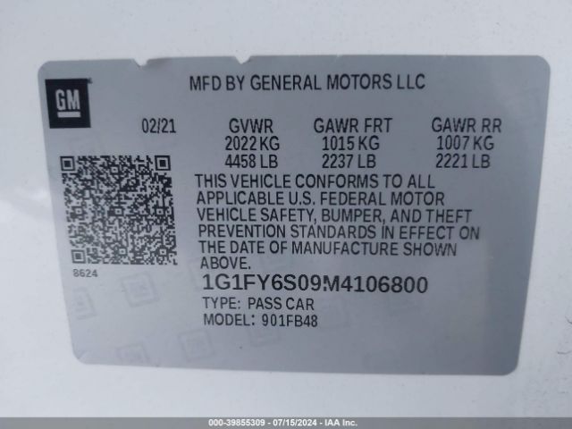 Photo 8 VIN: 1G1FY6S09M4106800 - CHEVROLET BOLT EV 