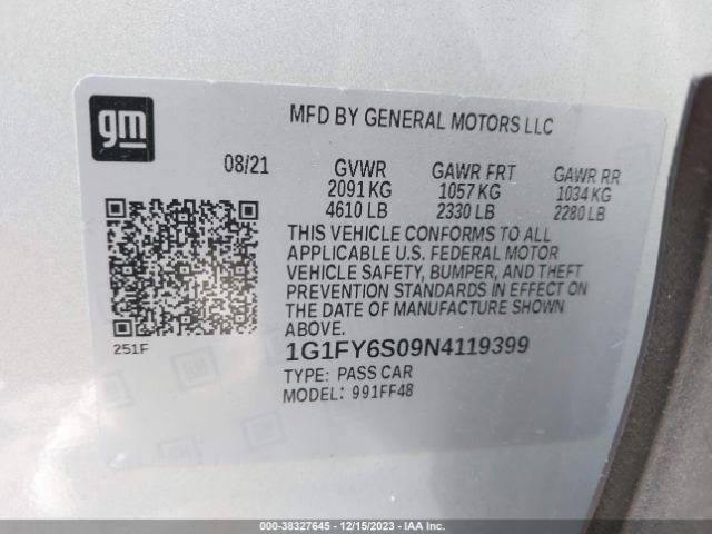 Photo 8 VIN: 1G1FY6S09N4119399 - CHEVROLET BOLT EUV 