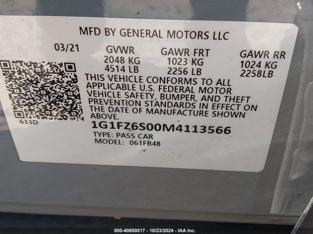 Photo 8 VIN: 1G1FZ6S00M4113566 - CHEVROLET BOLT EV 