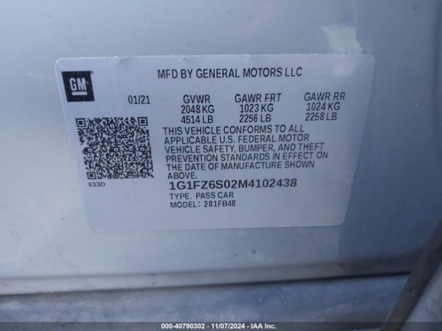 Photo 8 VIN: 1G1FZ6S02M4102438 - CHEVROLET BOLT EV 