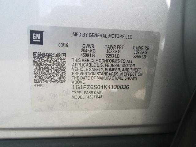 Photo 9 VIN: 1G1FZ6S04K4130836 - CHEVROLET BOLT EV 