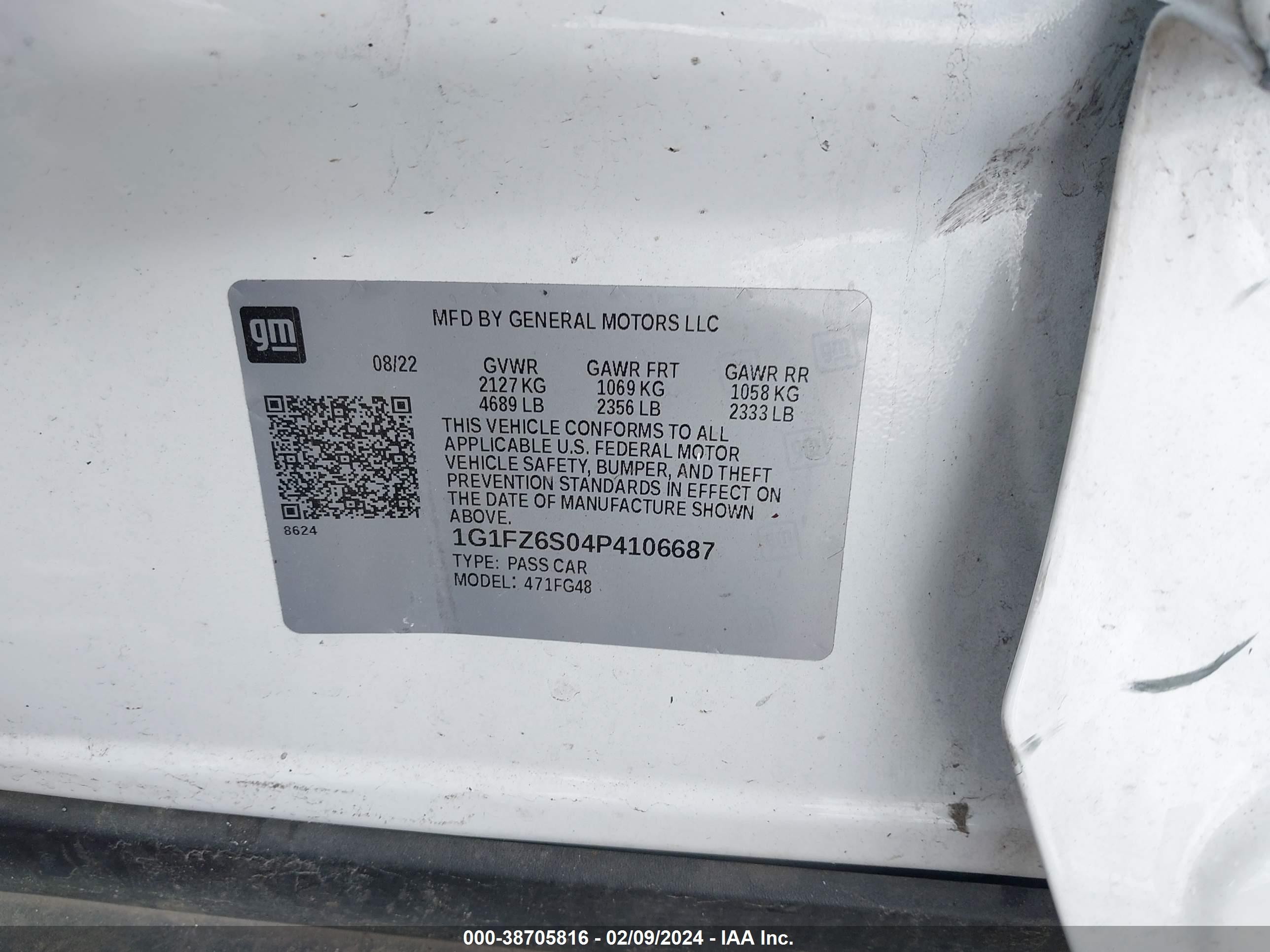 Photo 8 VIN: 1G1FZ6S04P4106687 - CHEVROLET BOLT EUV 